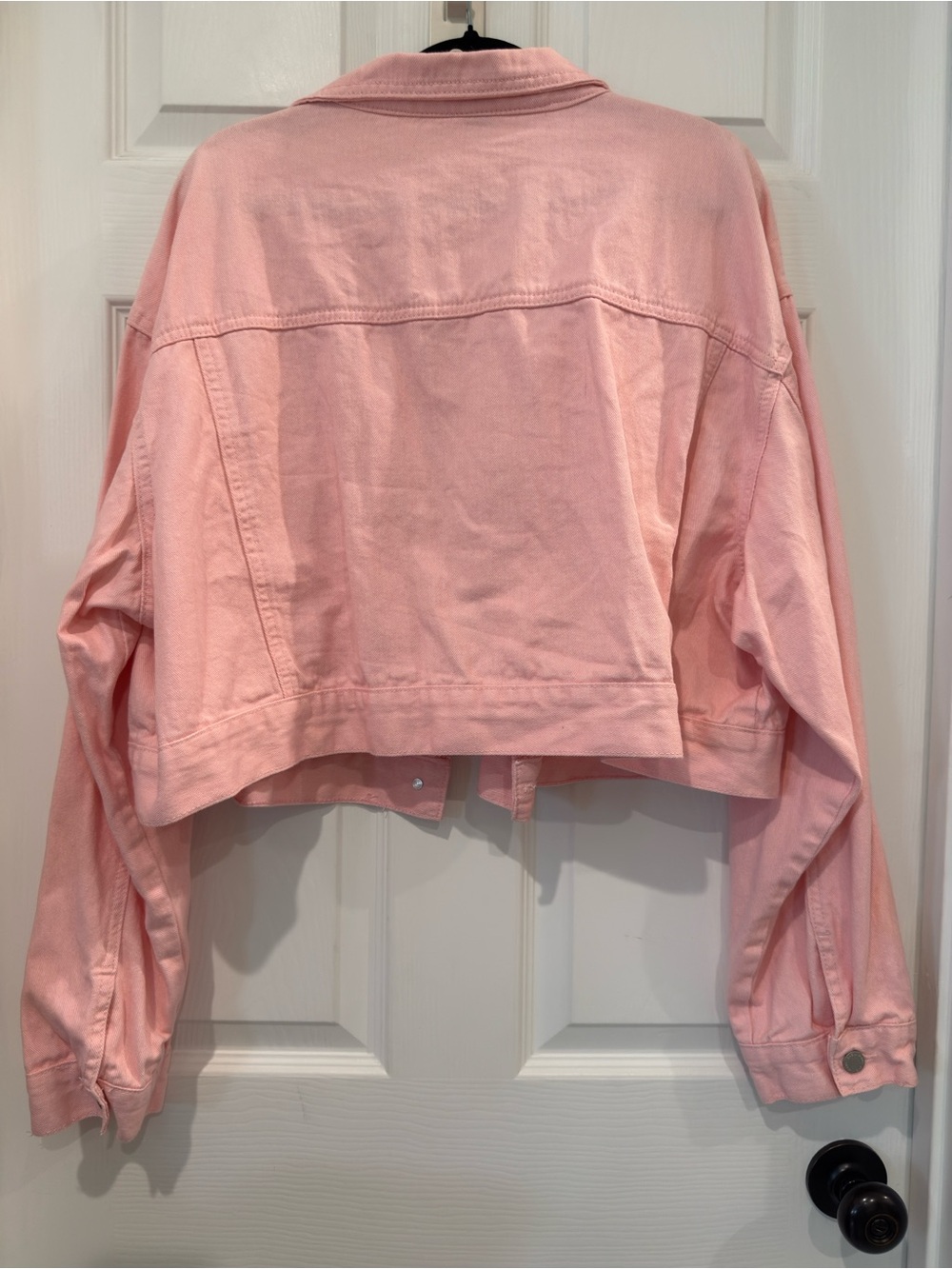 Pink Cropped Button Front Denim Jacket - Picture 2 of 8